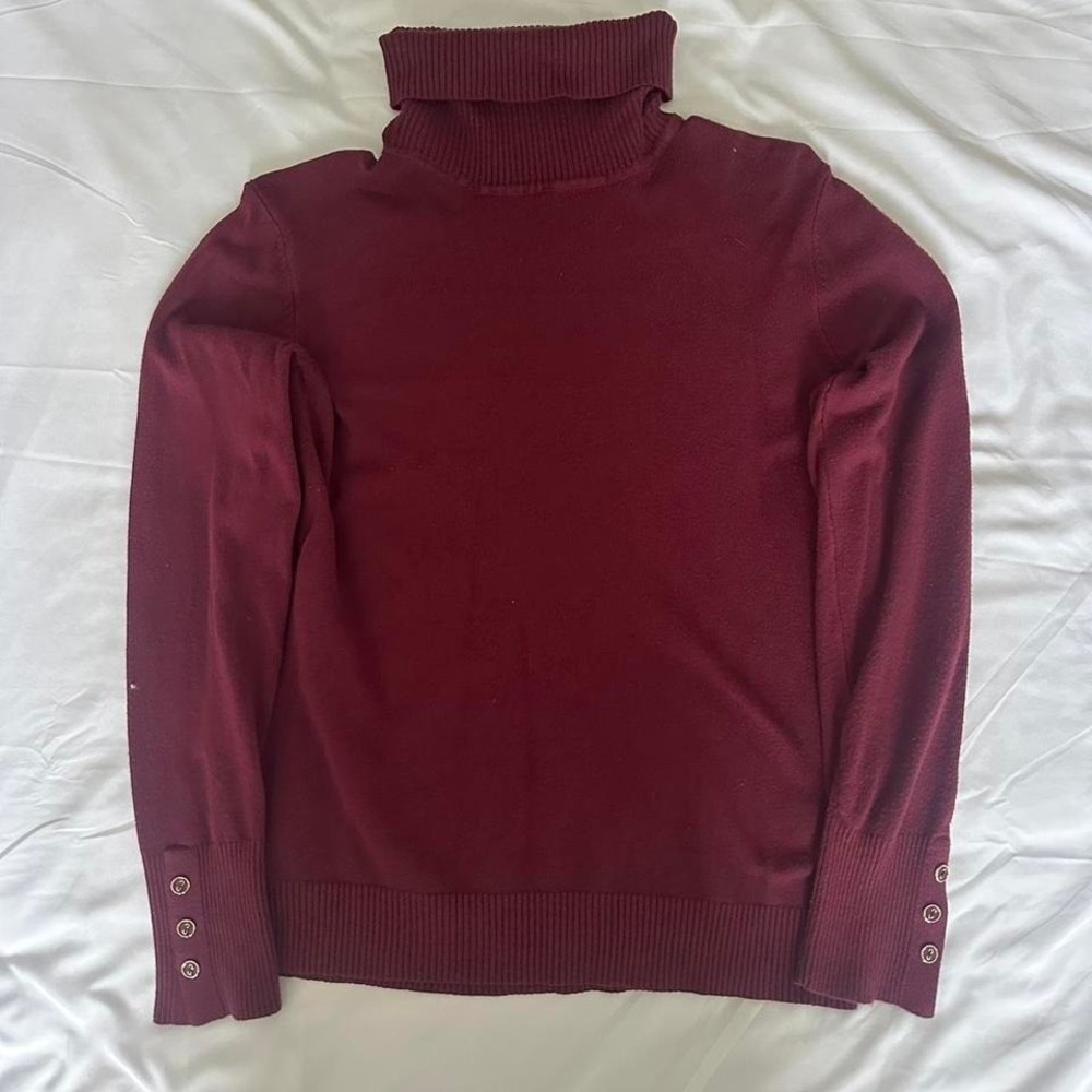 Joseph A Burgundy Long‎ Button Sleeve Turtle Neck Women's Small